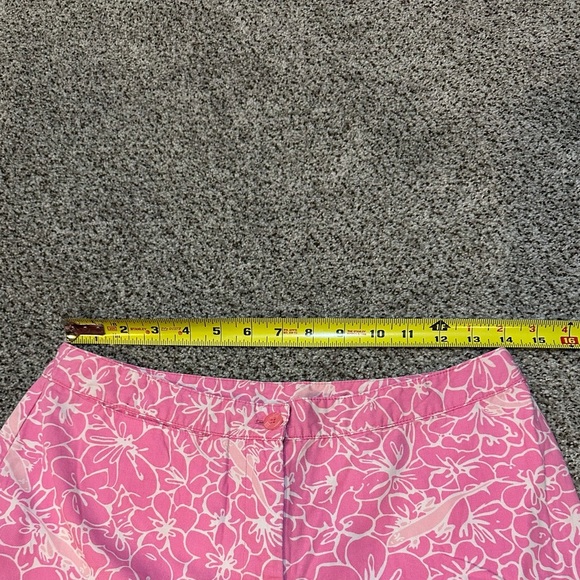 LILLY PULITZER Size 10 Hot Pink Hibiscus Flower Print Pants Cropped R $138 - Picture 7 of 9